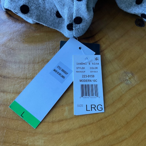 NWT Isabel & Nina Gray & Black Polka Dot Knit Dress Long Sleeve Large - Picture 5 of 10